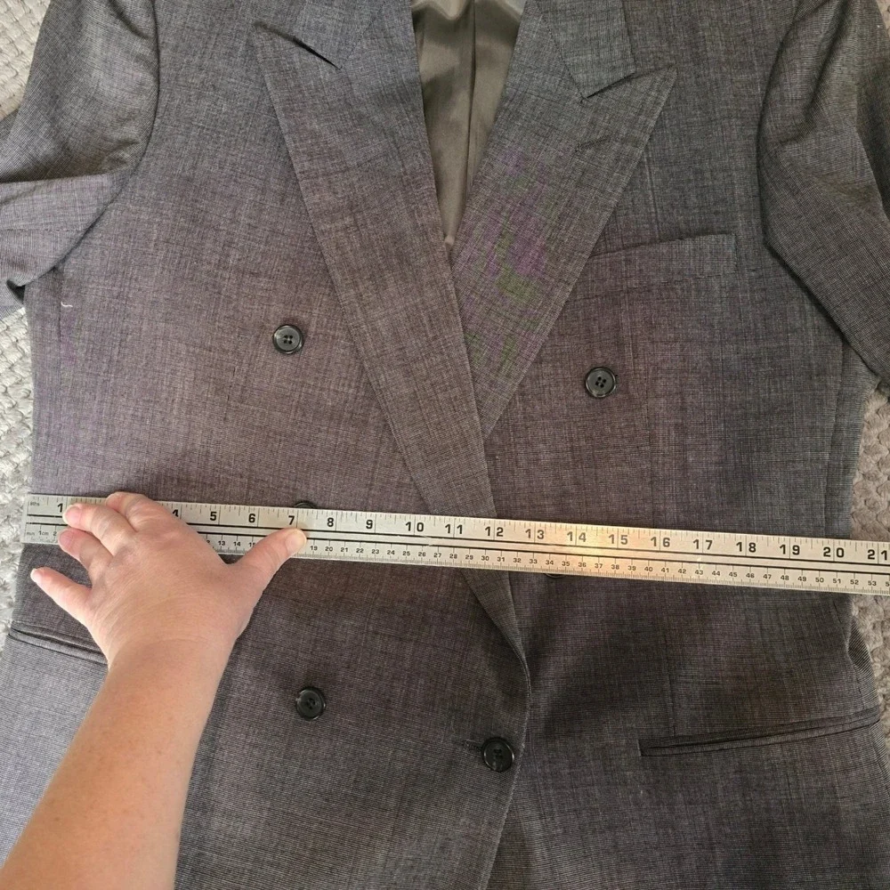 Givenchy Monsieur Vintage Double-Breasted‎ Blazer - Gray Micro-Check
